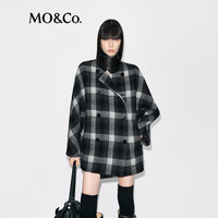 MO&Co. 毛呢外套含绵羊毛绒面花呢大衣可拆领袢摩安珂 黑白格色 M /165