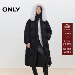 ONLY 2026冬季新款90白鹅绒可拆卸狐狸大毛领羽绒服女|126412012 H1Z黑色 XL
