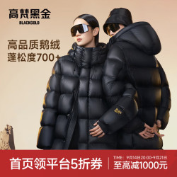 高梵 黑金鹅绒服先锋2.0八格男女同款冬季加厚长款羽绒服 黑色 M