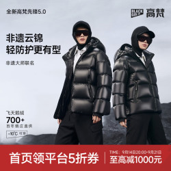 高梵 黑金鹅绒服先锋5.0五格云锦泡芙羽绒服男女同款短款冬季厚外套 黑色 L