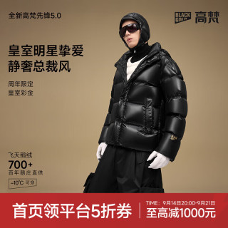 高梵 黑金鹅绒服先锋5.0五格男士羽绒服休闲外套面包服 黑色 XL