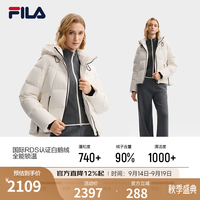 FILA 【鹅绒填充】防水透湿连帽羽绒服 纶度白 M