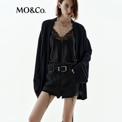 MO&Co. 毛衣外套摩安珂春秋水溶羊毛羊绒袍式 深宝蓝色 XS /155