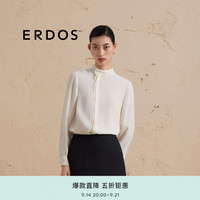 鄂尔多斯 ERDOS 春夏上衣优雅百搭职场通勤女真丝上装 白 S 160/80A