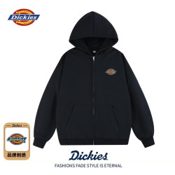 Dickies 卫衣男连帽秋冬季经典刺绣情侣开衫外套七夕节 黑色 S
