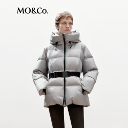 MO&Co. 羽绒服90鹅绒附腰带防风摩安珂 灰白色 S /160