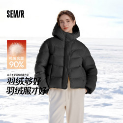 森马 羽绒服女90绒子中长款显瘦龟背廓形25冬通勤厚外套109725113002