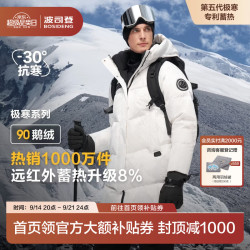 波司登 反季极寒羽绒服鹅绒男女情侣款中长款连帽户外加厚外套大码推荐 灰白水墨迷彩9N12 XL 175/96A 体重约140-160斤