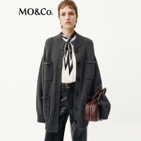 MO&Co. 毛衣外套绵羊毛羊驼毛厚实宽松针织开衫摩安珂 深花灰色 M /165