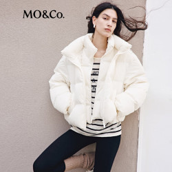 MO&Co. 羽绒服90鸭绒双层领短摩安珂 米白色 S /160