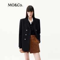 MO&Co. 西装防静电绵羊毛垫肩外套摩安珂 蓝黑色 S /160