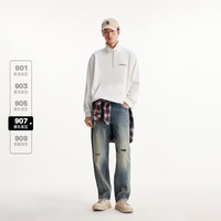 杰克琼斯 杰克·琼斯（JACK&JONES）男士牛仔裤长裤子条纹直筒磨破新款做旧宽松226132086
