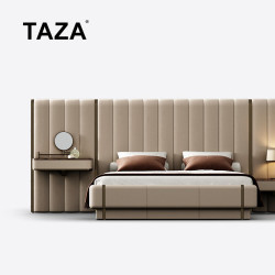 TAZA 床 意式轻奢真皮床家用高端 Bronze V级粒面真皮床 常规款/1.8M床+梳妆台+床头柜