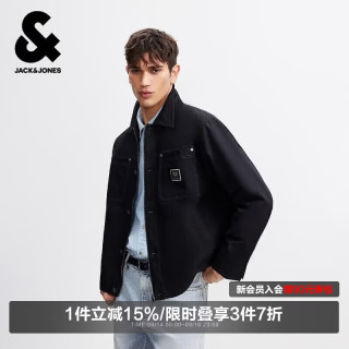 杰克琼斯 杰克·琼斯（JACK&JONES） 男装夹克精致刺绣假两件复古拼接水洗宽松翻领外套上衣226121029