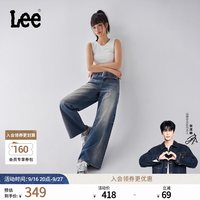 Lee 宽松版可拆卸腰带设计 女阔腿牛仔裤潮流 复古蓝色