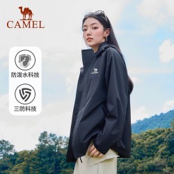 骆驼 C25CR23024 防风防水加绒 幻影黑 L 运动夹克