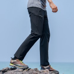 拓路者 快干裤男春秋黑色弹力登山裤直筒休闲长裤