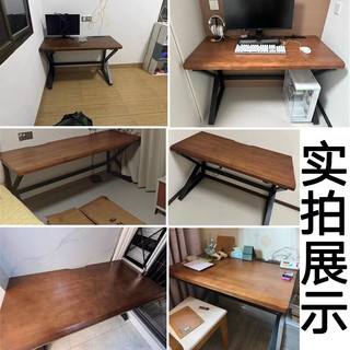锦需 实木生态板K字桌腿 胡桃色 160x70x75cm 电脑桌+插排款