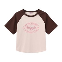 移动端：wiggle wiggle wigglewiggle2026夏季新款韩版印花logo撞色插肩短袖T恤女