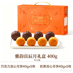 味滋源 中秋月饼礼盒提篮礼盒奶黄流心中秋广式糕点10枚