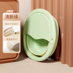 桔子灯笼 新款奶油风泡脚桶家用大容量宿舍洗脚按摩养生可折叠带盖泡脚盆 清新绿