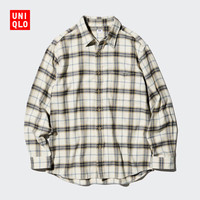 优衣库 470189 法兰绒格子衬衫 浅米色 3XL