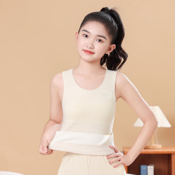 猫人 女童秋冬保暖背心德绒打底护肚儿童发育期小女孩免穿文胸少女内衣 肤色 140 (M) 推荐体重60-80斤