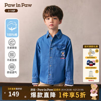 Paw in Paw PawinPaw卡通小熊童装26年春夏季新款男童牛仔长袖衬衫 Indigo牛仔蓝色/55 110