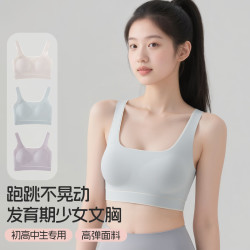 芬腾可安 少女文胸青春期初高中跑跳不晃固定肩带内衣女童 蓝色 M