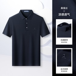 梦特娇 [双面丝光桑蚕丝]梦特娇男士短袖Polo衫夏季轻奢国风提花凉感T恤J