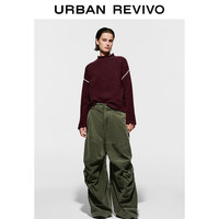 URBAN REVIVO UWM950132 红色撞色线条 女士针织衫