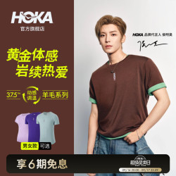 HOKA 秋男女款美利奴羊毛科技动感调温亲肤短袖T恤新款 栗色-男款（短袖） M