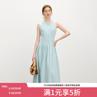 范思蓝恩 腰精裙无袖背带连衣裙女夏收腰礼服小黑裙 汽水蓝 XS
