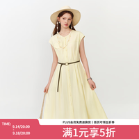 范思蓝恩 教资面试正式场合穿搭通勤连衣裙子女2026夏季新款2337 奶油黄 M