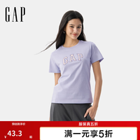 Gap 女装春款纯棉logo短袖T恤常规休闲上衣727460 蓝紫色 M 亚洲尺码