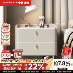SAMEDREAM 实木床头柜家用卧室2026新款轻奢高级感现代简约小型床边收纳 香槟灰+黑多