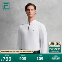 FILA 防晒长袖T恤26秋季新款男士针织上衣高尔夫运动基础长T 玉石白-WT 3XL 190/108A/XXXL