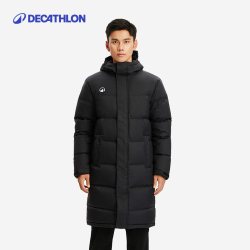 迪卡侬 长款羽绒服男冬季保暖加厚女过膝连帽外套情侣运动服CST1