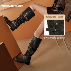 TOOMANYSHOES 马君妍同款Toomanyshoes2026冬款街拍担当复古时髦高筒时装堆堆靴