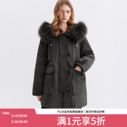 范思蓝恩 貉子毛领派克中长款羽绒服女冬季2025新款保暖外套4020