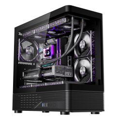 爱国者 御风W70 黑色 游戏电脑台式主机箱 支持360水冷 M-ATX主板/270°海景房