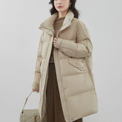 鸭鸭羽绒服 女2026年冬季新品中长款立领宽松茧型百搭保暖厚外套Z