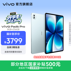 vivo Pad6 Pro 13.2英寸 平板电脑（第五代骁龙8 至尊版、12GB、256GB、WiFi版、松弛蓝）