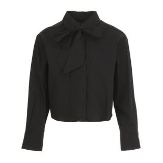ZARA 简约休闲通勤风黑色纯棉长袖短款女式衬衫