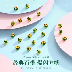 CEMNI 珠宝黄金转运珠999足金小方糖手串女珐琅彩小金珠手链新款礼