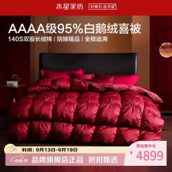 水星家纺 A类95%白鹅绒冬被芯婚庆秋冬羽绒被子婚嫁 140支全棉白鹅绒冬被200*230cm