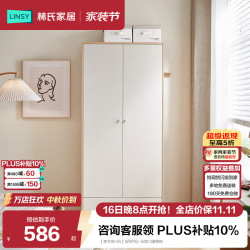 林氏家居 小户型新款衣柜卧室家用木质出租房挂衣柜WW1G WW1G-A双门储物柜