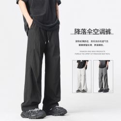 马登 褶皱伞兵裤子宽松夏季阔腿美式休闲裤薄款冰丝速户外直筒休闲长裤
