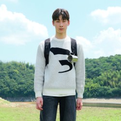 美特斯邦威 毛衣男女同款秋季新款舒适圆领针织提花潮流宽松上衣男