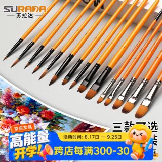 苏拉达 画笔水粉笔丙烯颜料画笔油画笔水彩笔儿童绘画笔学生美术国画颜料画画勾线笔6支套装DIY239